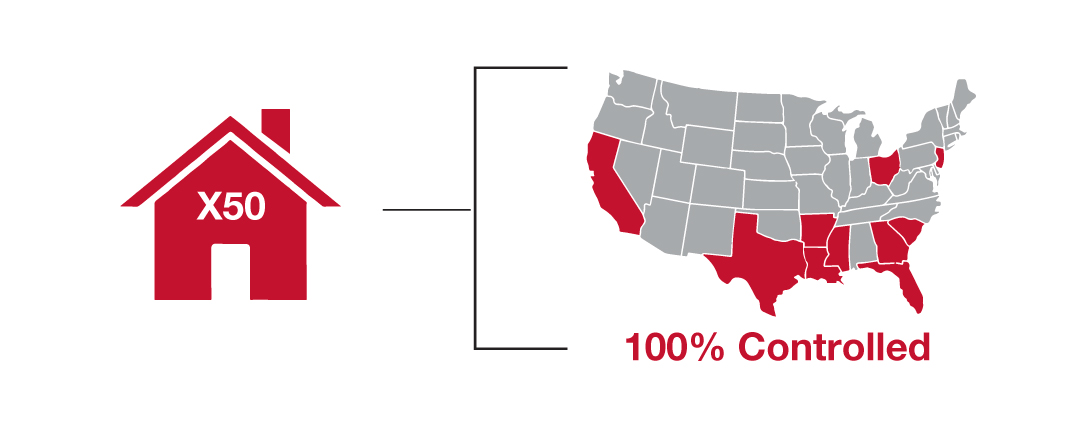 States showing where termite was contolled with Trelona